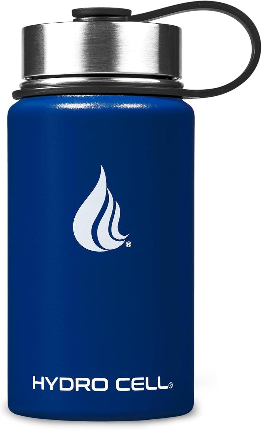 HYDRO CELL Stainless Steel Insulated Water Bottle with Straw - For Cold & Hot Drinks - Metal Vacuum Flask with Screw Cap and Modern Leakproof Sport Thermos for Adults (Navy 14oz)