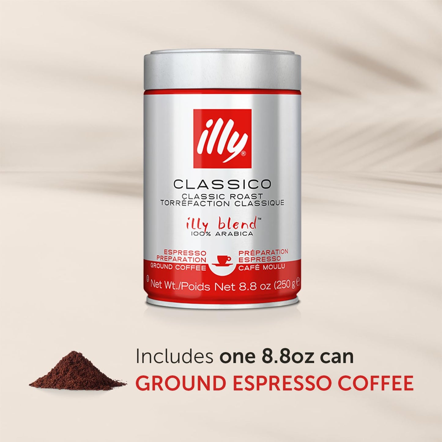 Illy Classico Ground Espresso Coffee, Medium Roast Roast With Notes Of Chocolate & Caramel, 100% Arabica, 8.8 Ounce (Pack Of 1)