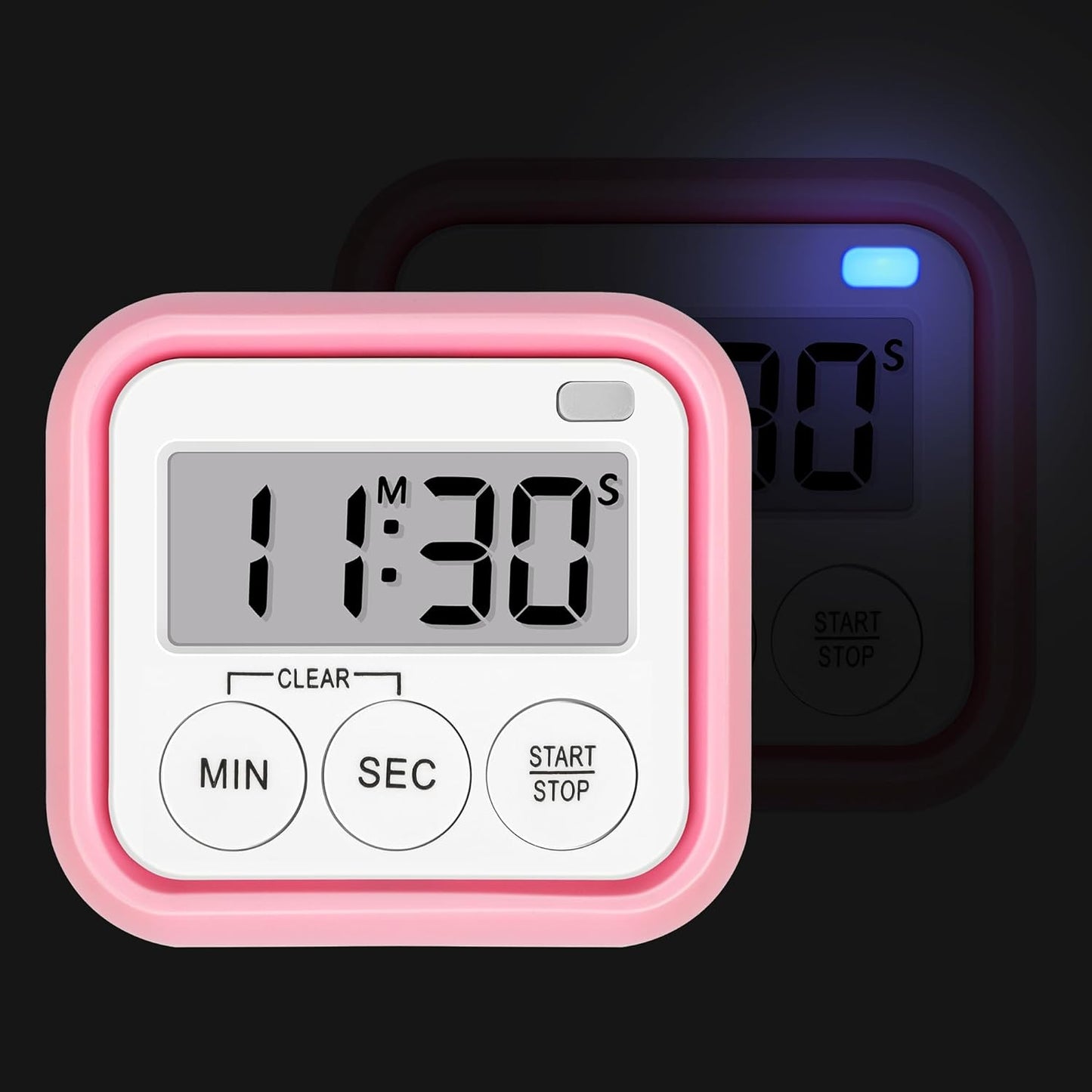Timer, Kitchen Timers for Cooking Classroom Timer for Kids Teachers Magnetic Digital Timers 4 Pack, Pink