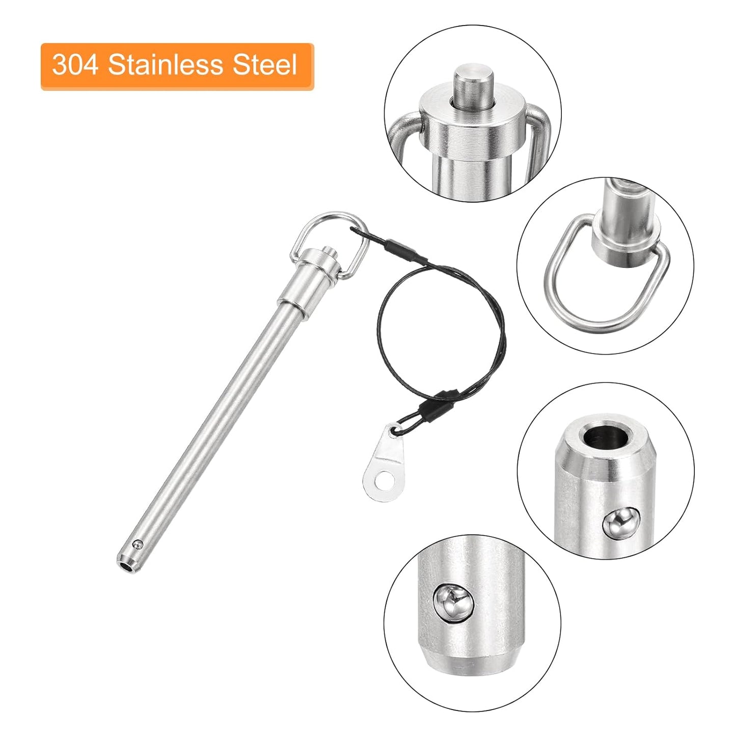 UXCELL 1 Pcs Quick Release Pin, 3/8" x 4" (Dia. x L), Stainless Steel, Silver