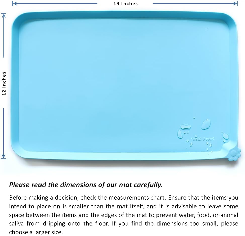 Hoki Found - Waterproof Pet Feeding Mats with High Lips, Multiple Size and Colors -A