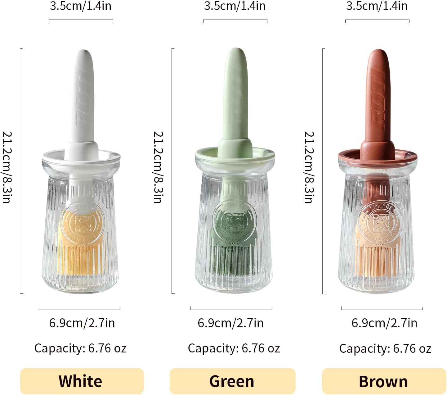 Oil Dispenser with Brush - Glass Olive Oil Dispenser for Kitchen, 3 IN 1 Oil Dispenser Bottle with Silicone Basting Brush for Cooking Vinegar Sauce BBQ Grill Frying (Green)