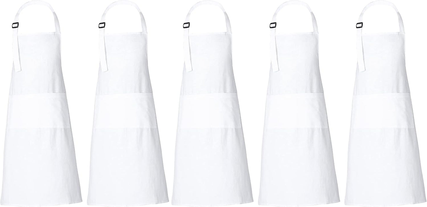 RAJRANG 100% Cotton Cooking Apron with 3 Pockets Kitchen Chef BBQ Adjustable Bib Aprons for Women Men