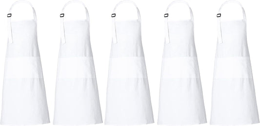 RAJRANG 100% Cotton Cooking Apron with 3 Pockets Kitchen Chef BBQ Adjustable Bib Aprons for Women Men