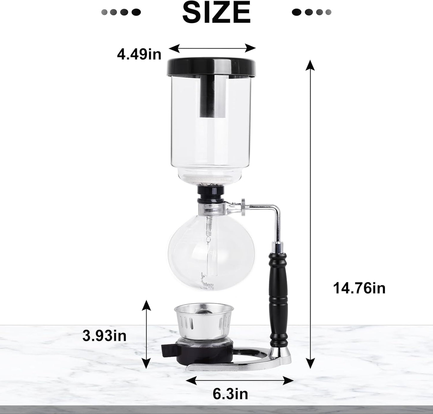 YUCHENGTECH Siphon Syphon Coffee Maker Tabletop Glass Siphon Pot Glass Technica Siphon Vacuum Coffee Maker(5 Cups(600ml))