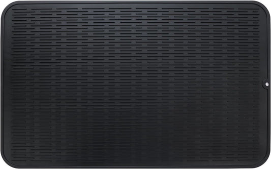 Silicone Dish Drying Mat for Multiple Usage,Easy clean,Eco-friendly,Heat-resistant Silicone Mat for Kitchen Counter or Sink,Refrigerator or Drawer Liner Black 3XL 28 inches x 18 inches