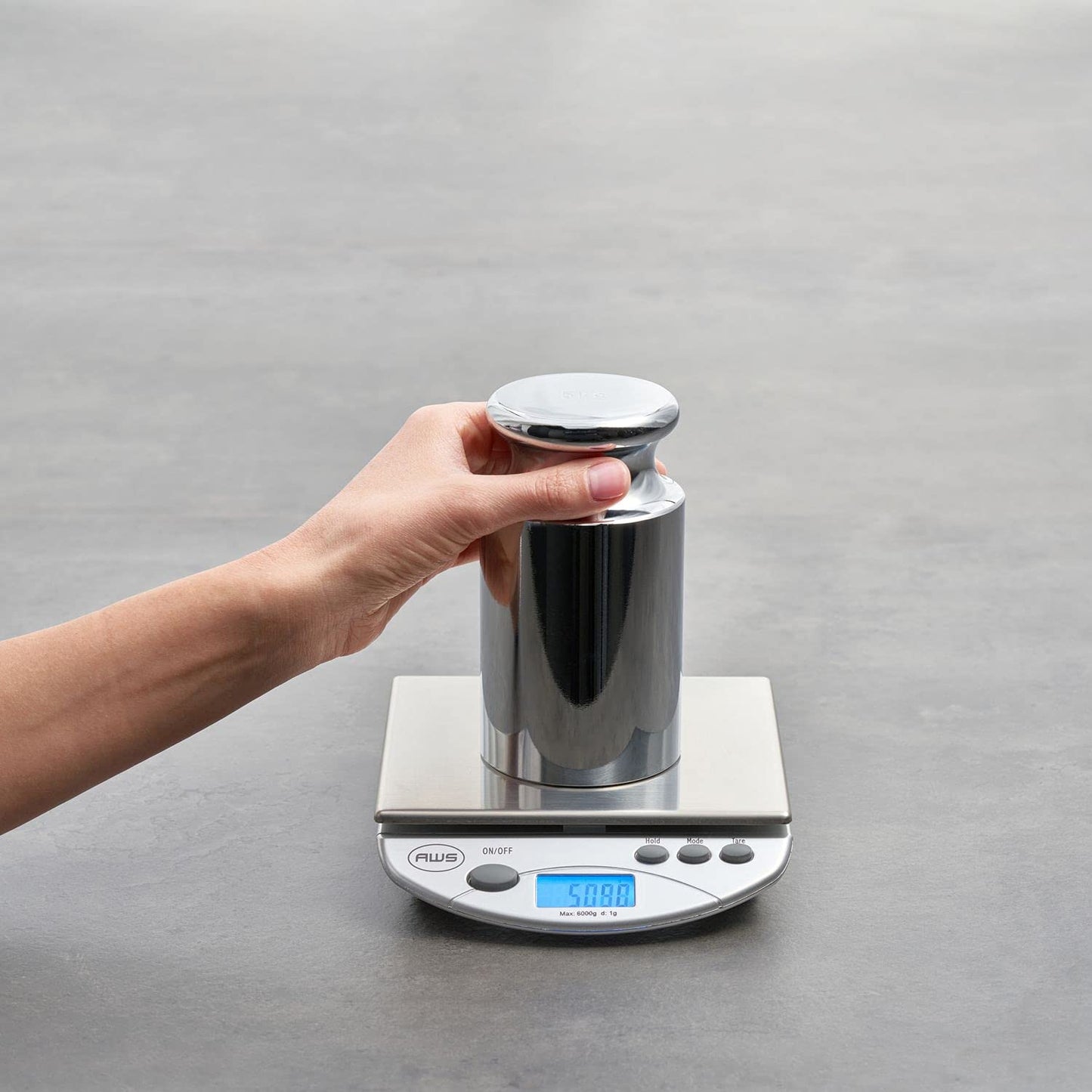 American Weigh Scales Calibration Weight for AWS Digital Scale, Carbon Steel, Chrome Plated, Chrome Finish, 5000g (5KGWGT)