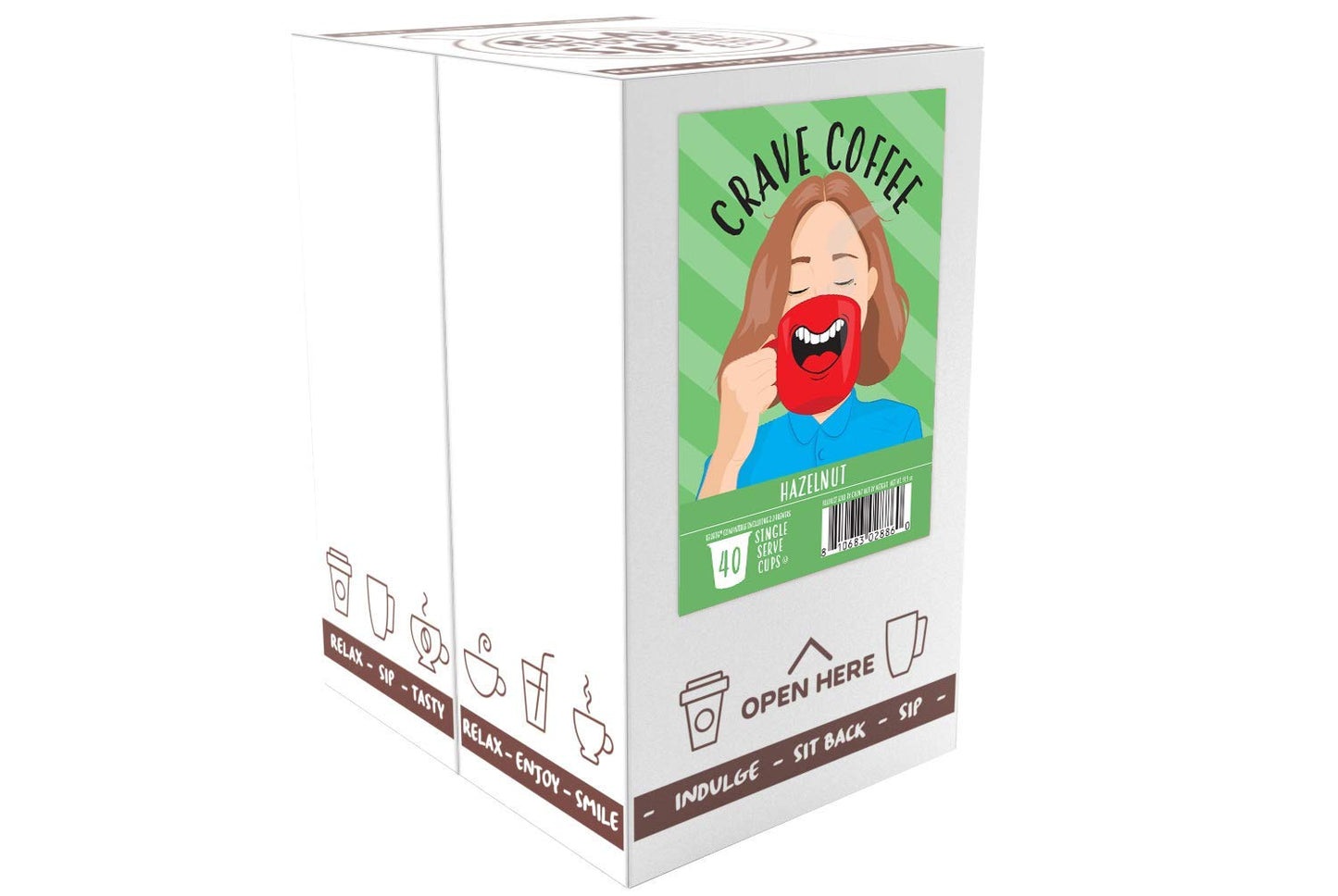 Crave Beverages Flavored Pods Compatible with 2 K-Cup Brewers, Hazelnut, 40 Count