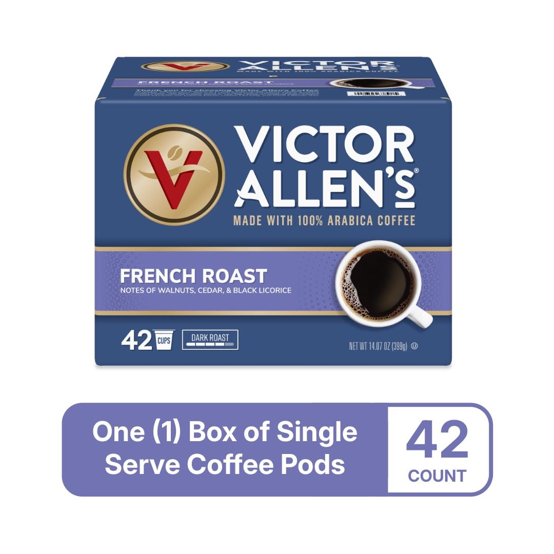 Victor Allen's Coffee French Roast, Dark Roast, 42 Count, Single Serve Coffee Pods for Keurig K-Cup Brewers