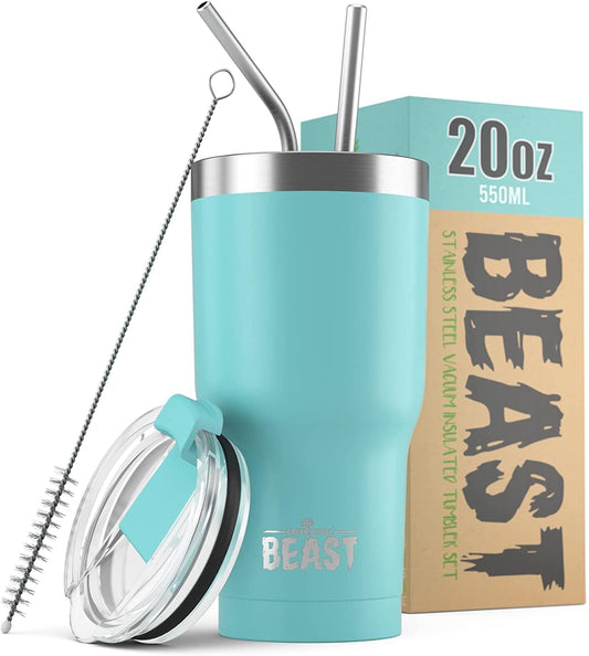 Beast 20 oz Tumbler Stainless Steel Vacuum Insulated Coffee Ice Cup Double Wall Travel Flask (Aquamarine Blue)