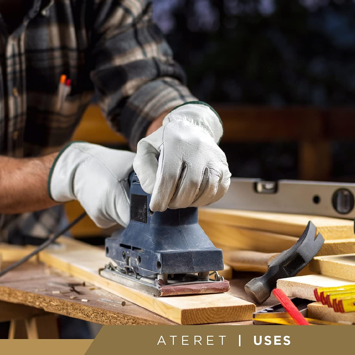 ATERET 120 Pairs Small Heavy Duty Durable Cowhide Leather Work Gloves I Driver Gloves for Truck Driving, Warehouse, Gardening, Farming