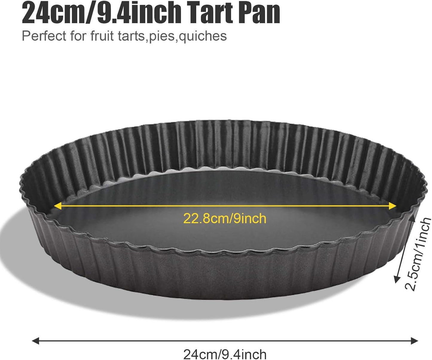 9 Inch Fluted Tart Pan Fruit Pie Pans With Removable Base Nonstick Coating Tarts Molds for Baking Supply For Pizza Tartlet Cake Quiche