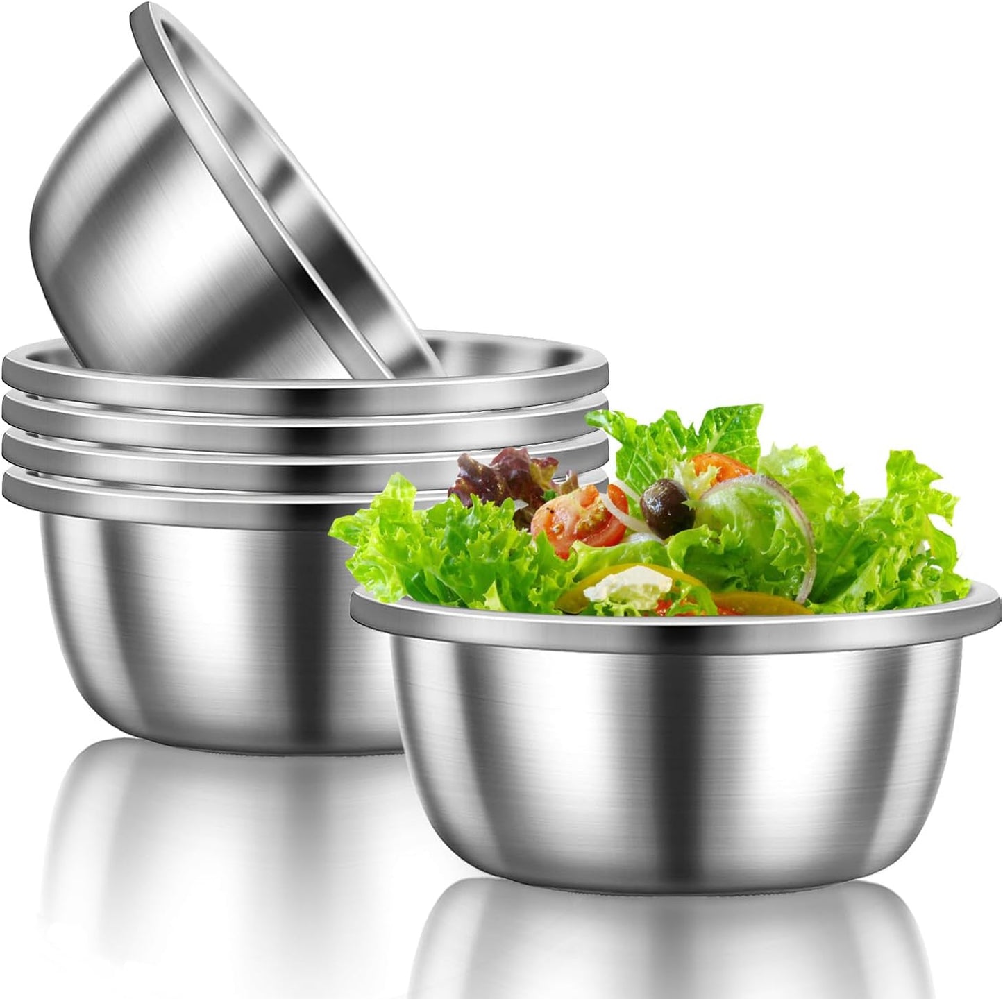 Stainless Steel Mixing Bowls, 6 Pack 2 Quart Stainless Steel Bowls Metal Mixing Bowls For Meal Prepping, Cooking, Baking