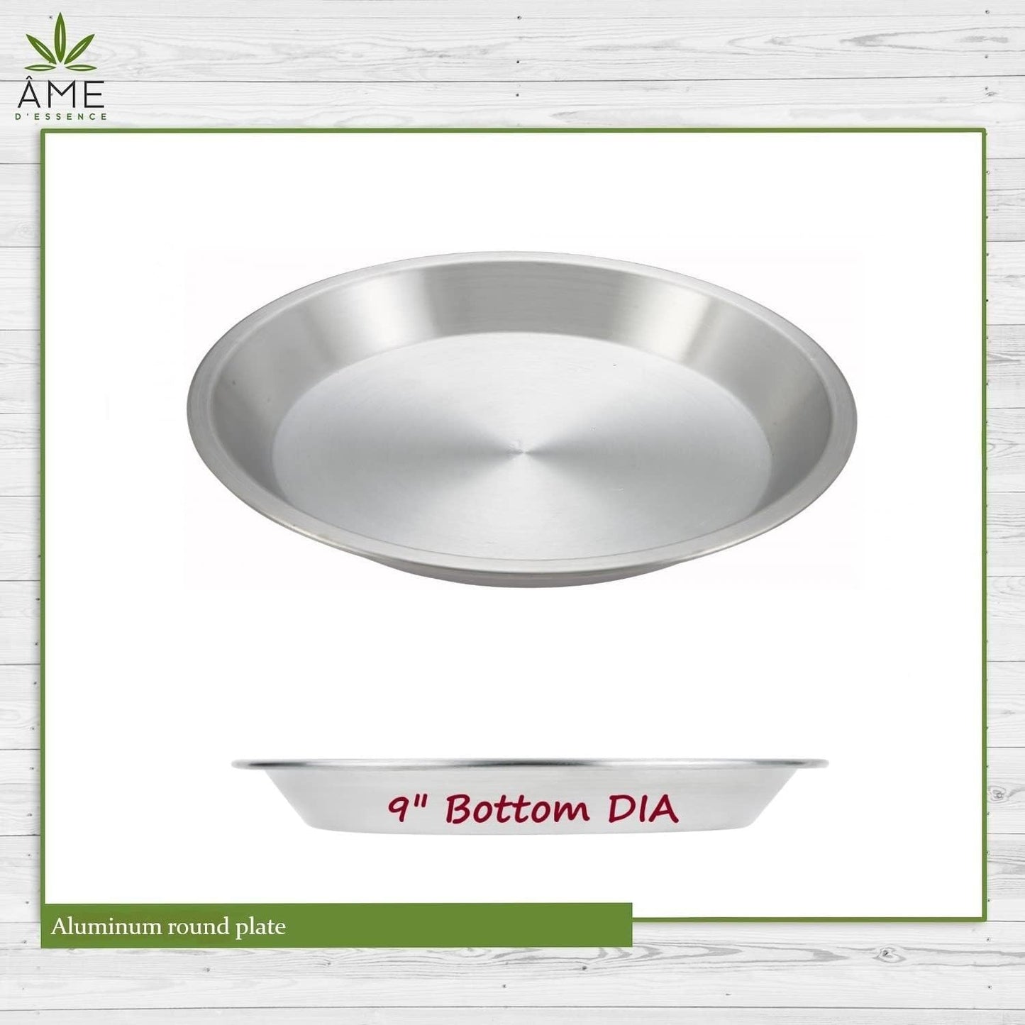 AME D'ESSENCE (1PC-9") Aluminum Pie Pan Commercial Grade Round Pie Plate Size 9" x 1mm Thick
