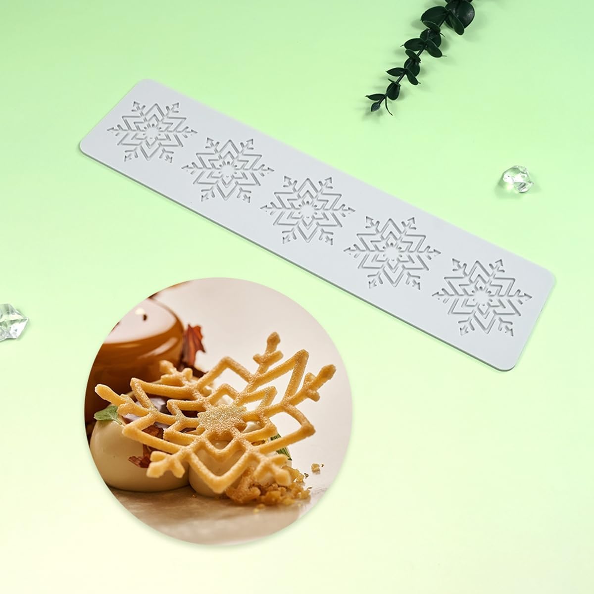 mostsom Silicone Mold 3D Hollow Out Lace Mold 3D Cake Christmas Snowflakes Silicone Mould Fondant Chocolate Stencil Border Bakeware Cake Decorating (M_ Snowflower)