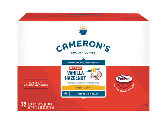 Cameron's Coffee Single Serve Pods, Decaf Vanilla Hazelnut, 72 Count (Pack of 1)