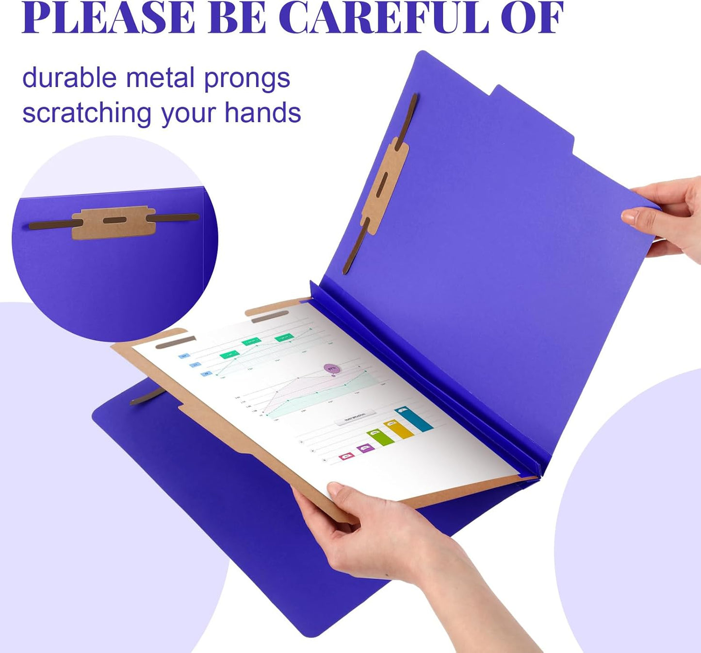 36 Pcs Classification Folders Letter Size, Back to School Supply for Teacher, Student, 1 Divider Pressboard File Folder Bulk with 2 Fasteners, 3.5 Inch Expanding File Organizer (Purple)