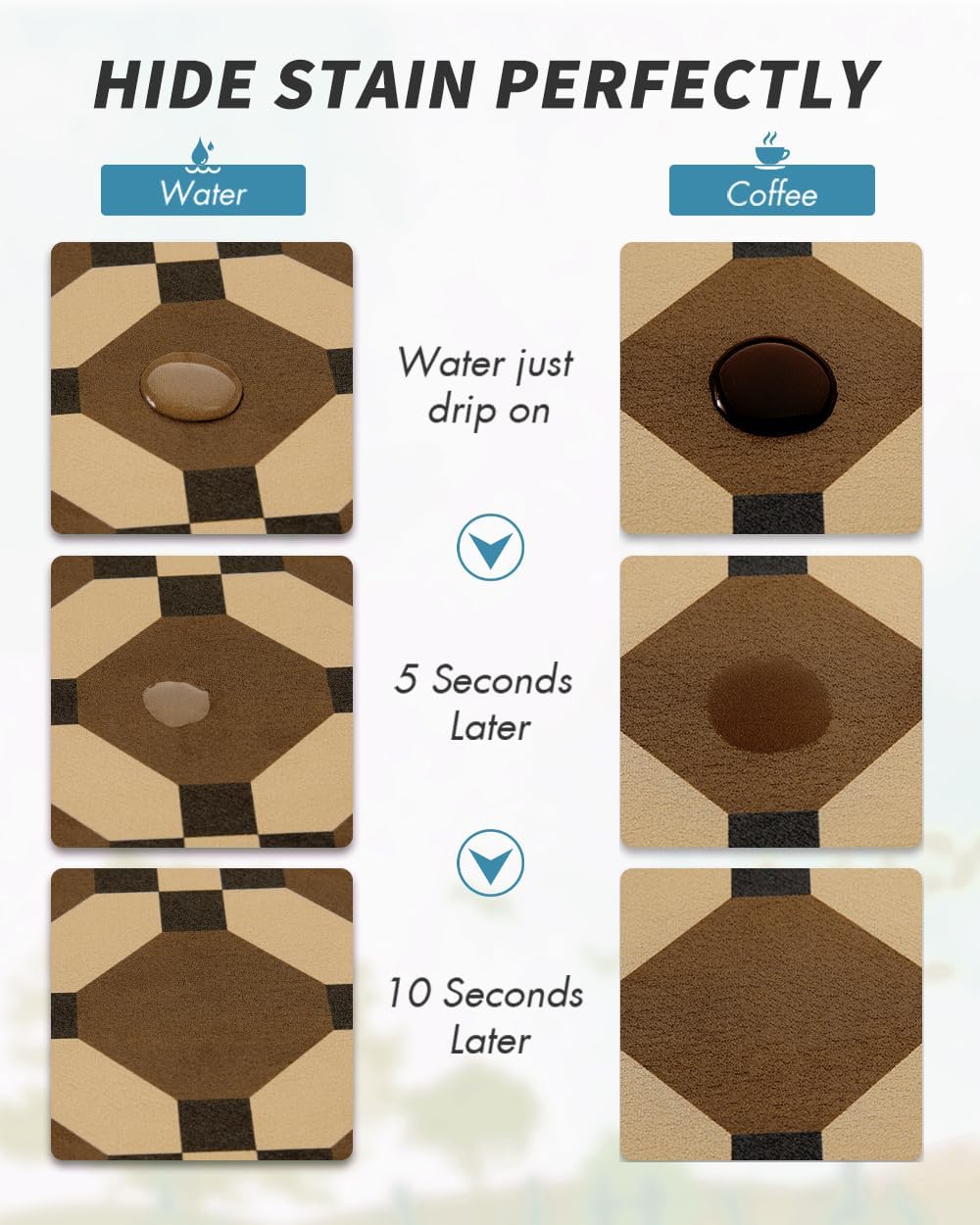 AMOAMI Coffee Mat Hide Stain Rubber Backed Absorbent Dish Drying Mat for Kitchen Counter - Fits Under Coffee Maker or Machine - PEANUT 12X19