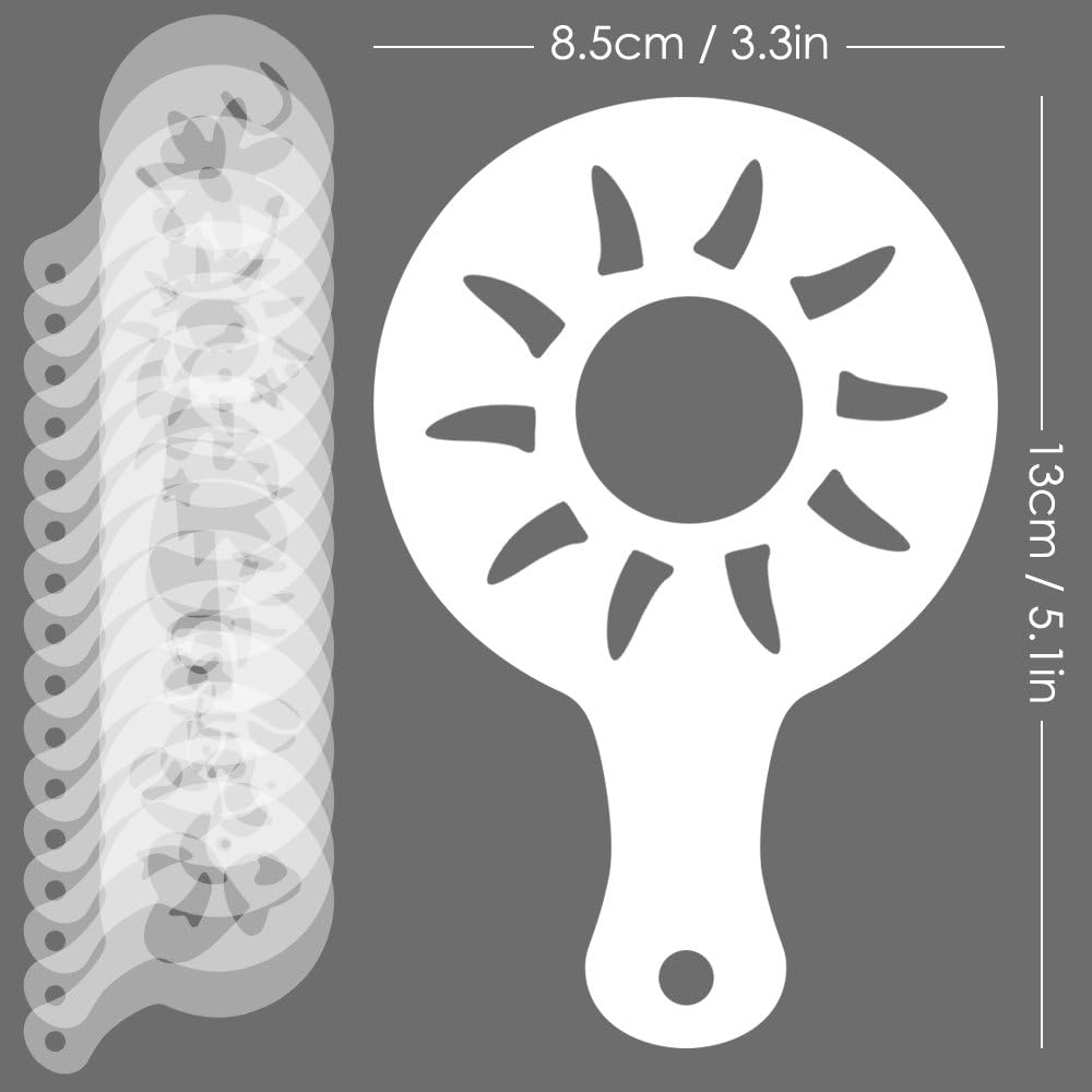 32 Pcs Coffee Decorating Stencils, SENHAI 2 Pack 32 Pcs Foam Latte Art Stencils Barista Template for Decorating Oatmeal Cupcake Cake Cappuccino Hot Chocolate for Adult Kids Children