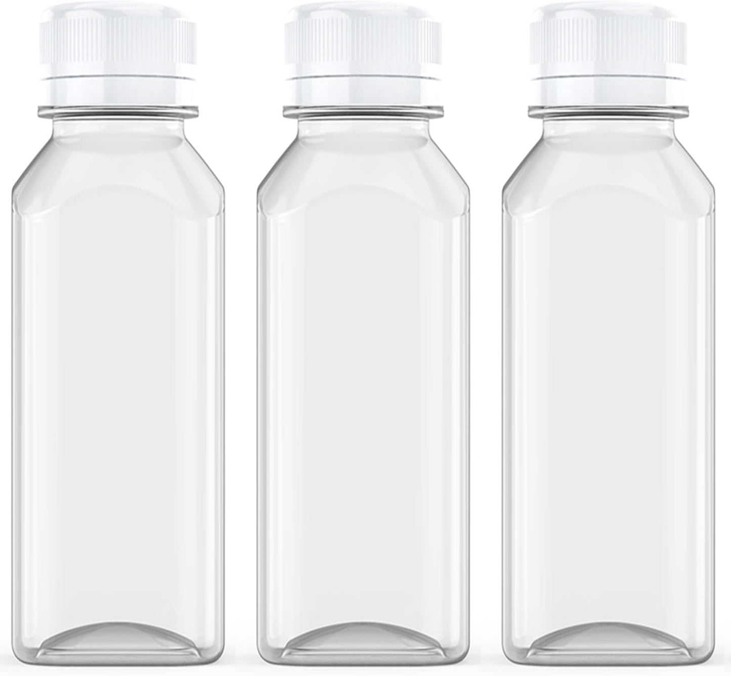 Axe Sickle 3 Pcs 8 Ounce Juice Bottles Plastic Milk Bottles Bulk Beverage Containers with Tamper Evident Caps Lids White for Milk, Juice, Drinks and Other Beverage Containers
