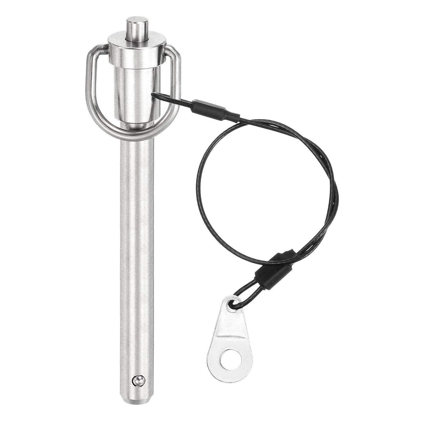 uxcell 1 Pcs Quick Release Pin, 3/8" x 3"(Dia. x L) Push-Button Ball Locking Pin 304 Stainless Steel Ring Handle Locking Pin with Wire for Audio Bimini Top Marine, Silver