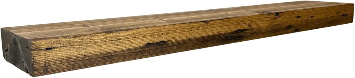 Modern Timber Craft Reclaimed Wood Floating Wall Shelf | Solid Rustic American Barnwood, Floating Shelf Brackets | 2.75" Thickness | 30" L x 5" D, Early American, Planed and Sanded, 3 Pack