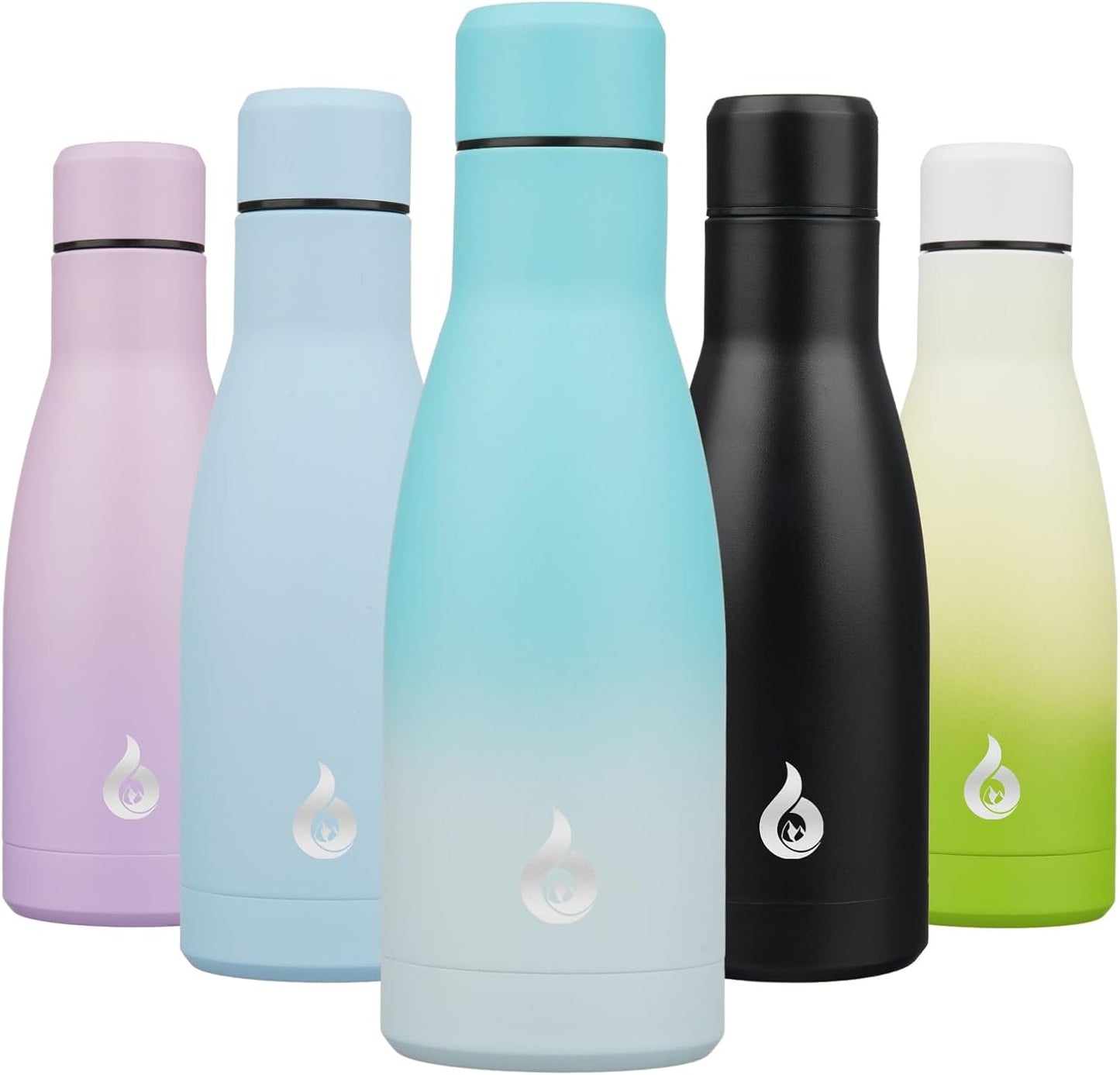 BJPKPK Insulated Water Bottle 12oz Small Stainless Steel Water Bottles Reusable Metal Thermo Keep Cold and Hot,Sea Salt