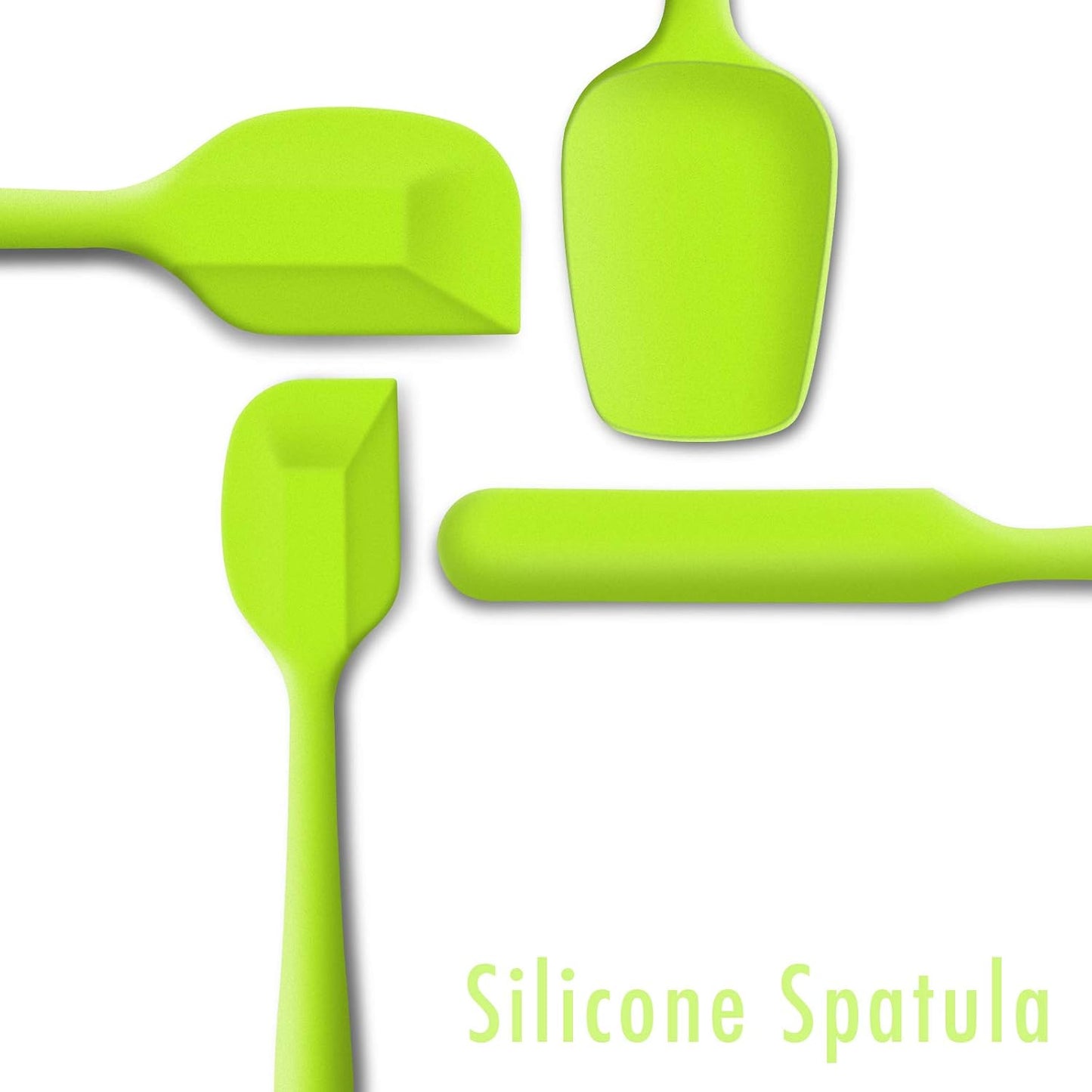 4 Piece Silicone Spatula Set, Flexible Heat Resistant Non-scratch Baking Cooking Rubber Spatulas with Stainless Steel Core, Green