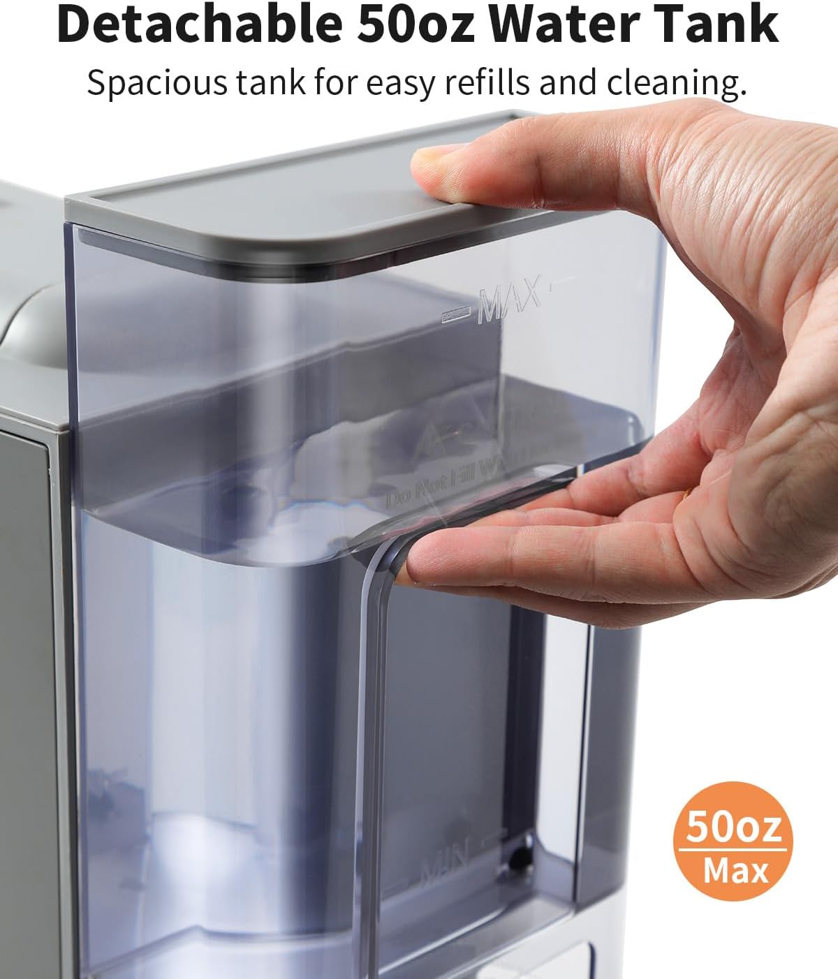 Hot & Iced Coffee Maker with Bold Setting, Single Serve Coffee Maker for K Cup and Grounds, 6-14 Oz Brew Sizes, 50 Oz Removable Water Tank, One Cup Coffee Machine with Reusable Filter, Grey