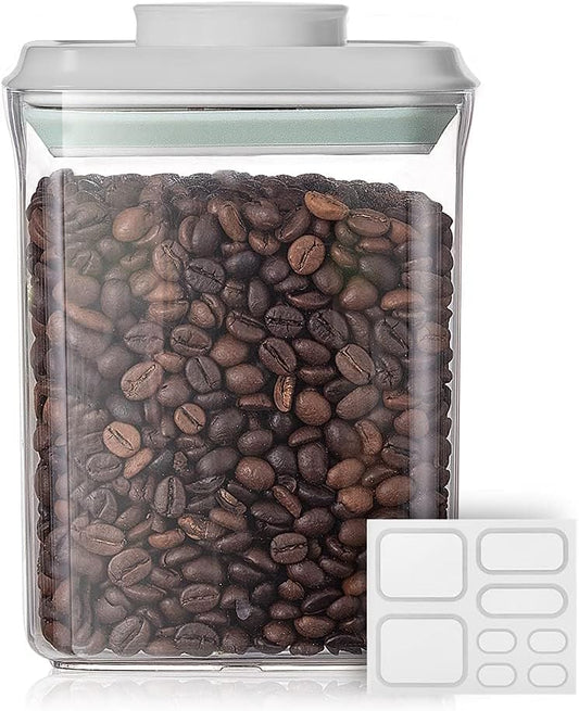 Ankou Food Airtight Containers (1500ml) 1.5 Qt Pop Up Food Formula Container With Lids, Bpa-Free One Button Open Stackable Container for Coffee Tea Brown Sugar Cereals - 8 Labels - Clear
