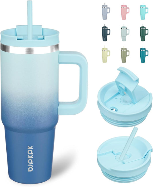 BJPKPK Tumbler With Handle 30 oz Stainless Steel Insulated Tumbler With Lid And Straw For Water Or Ice Coffee,Sky