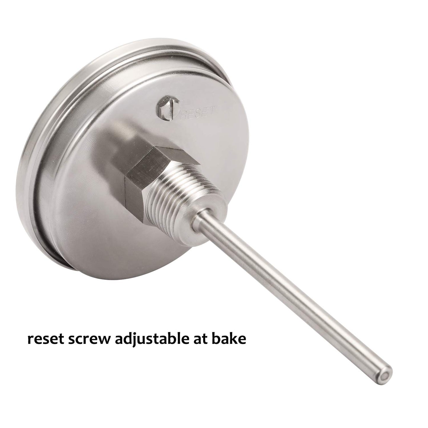 MEASUREMAN Fully Stainless Steel Bimetal Dial Thermometer, 3" Dial, 4" Stem, 50-550 deg F/10-260 deg C, -1% Accuracy, Adjustable, 1/2" NPT Back Mount