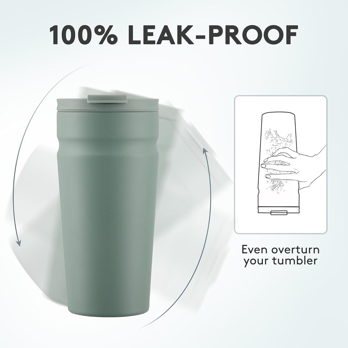 COKTIK 20oz Insulated Tumbler with Lid and Straw 2 Lids (Straw/Flip) Iced Coffee Cup Reusable Stainless Steel Travel Mug Water Bottle Cupholder Friendly for Women Men Her Him (Bay Leaf)