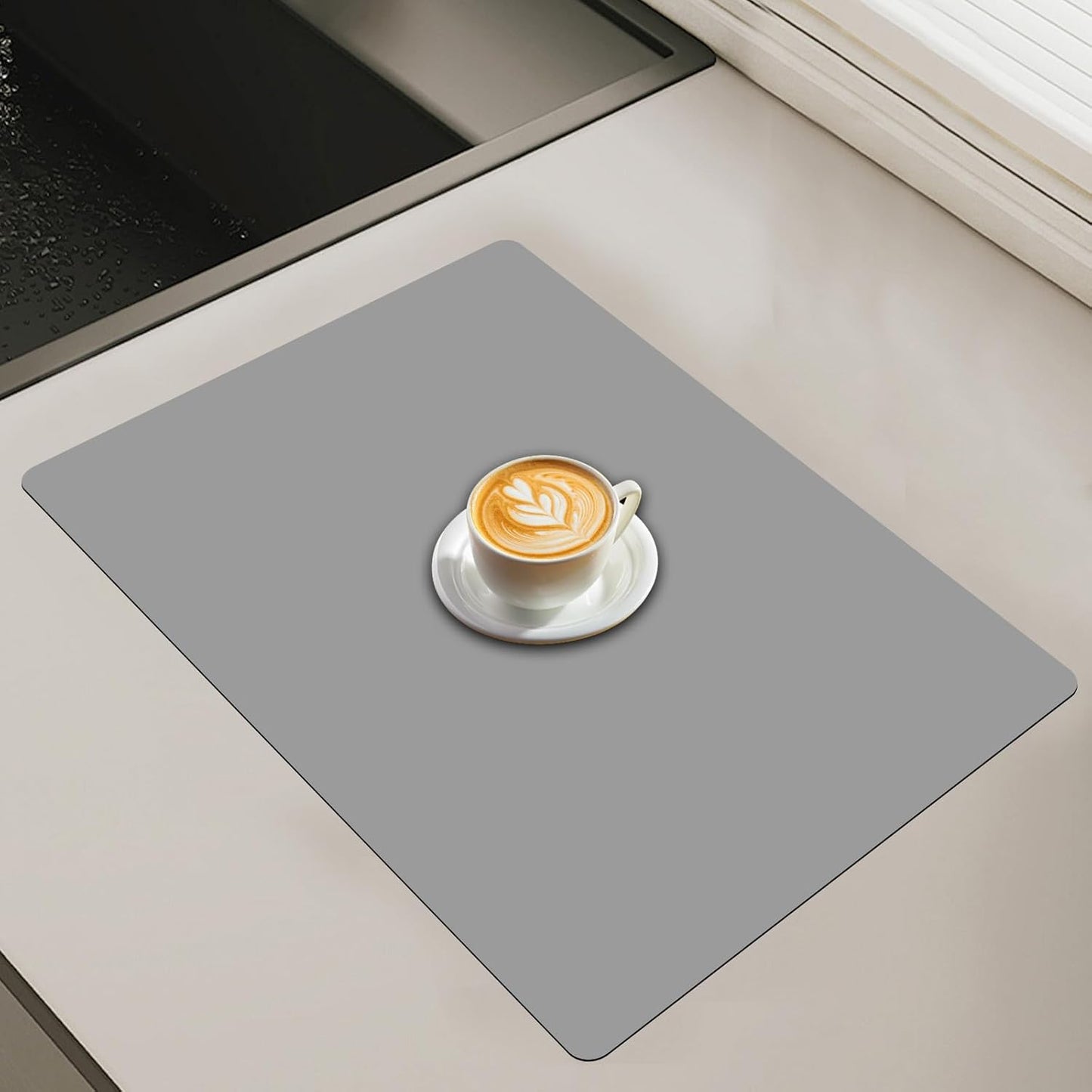 23.6"x15.7" Silicone Mats for Kitchen Counter, Non-Slip Heat Resistant Countertop Protector, Waterproof Silicone Craft Mat for Kitchen Island, Light Gray