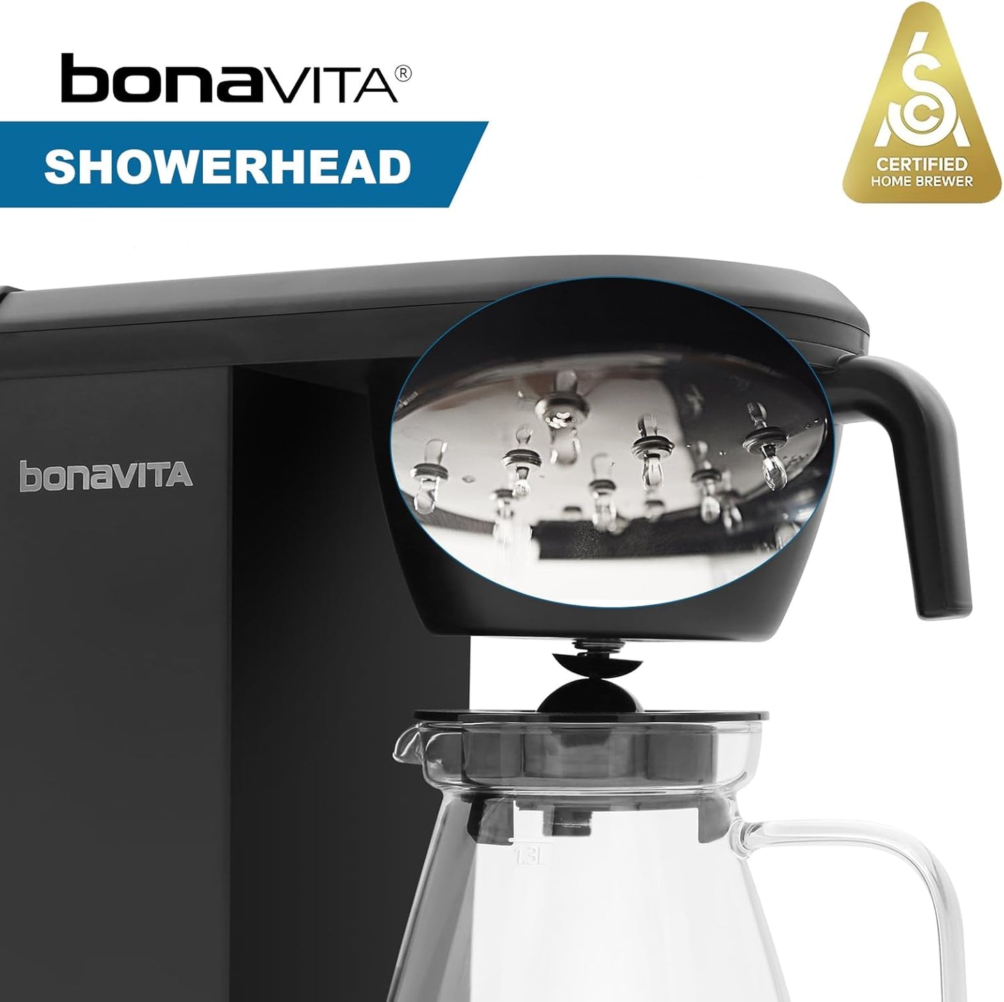 Bonavita Enthusiast 8 Cup Drip Coffee Brewer, Pour Over, SCA Certified Coffee Machine with Glass Carafe, Stainless Steel Panel, Removable Reservoir