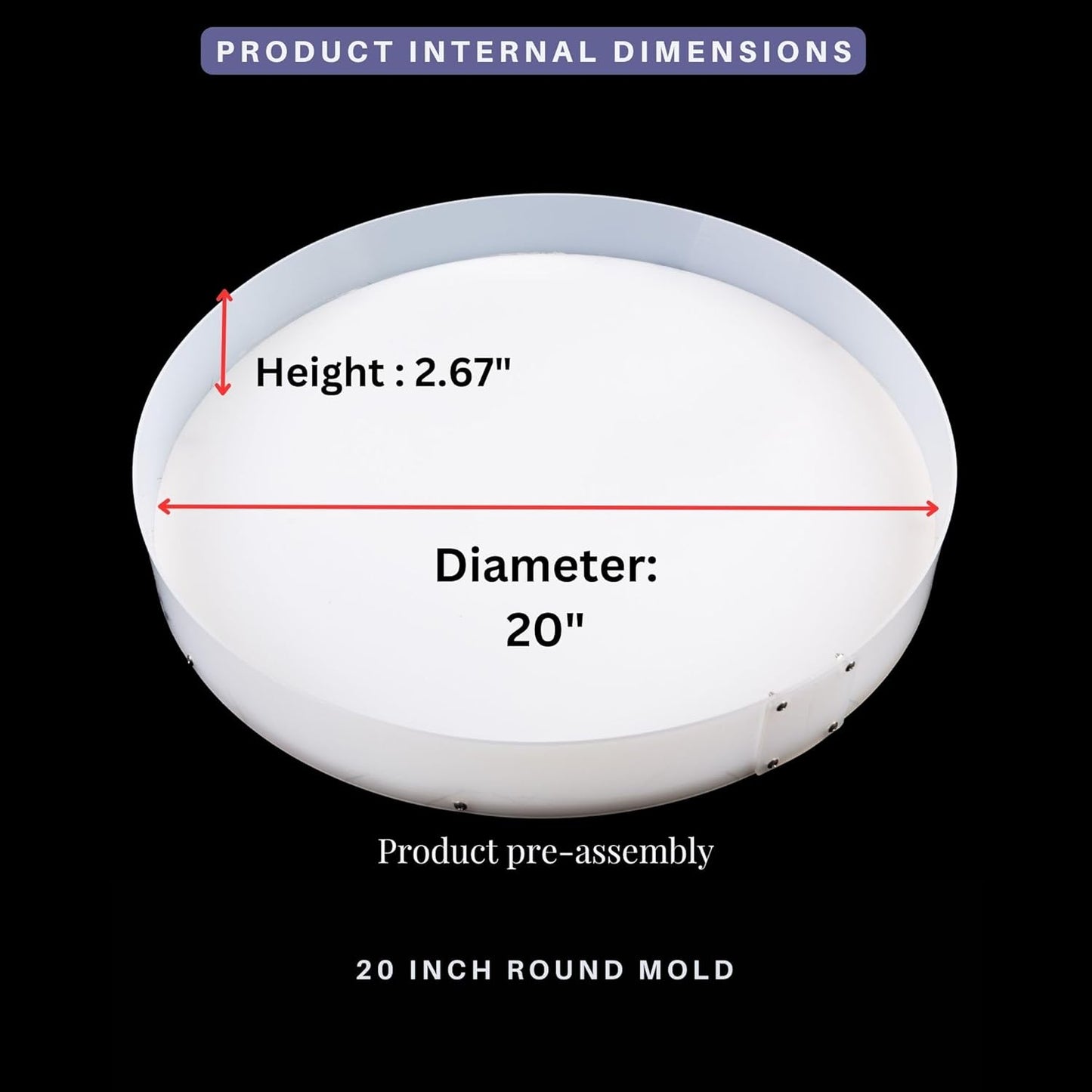 Resin Mold Large Round Deep -Kalinta 24inch Reusable Epoxy Round Molds for Resin Clock, Serving Tray Board, End Table，Floral Preservation Bouquet