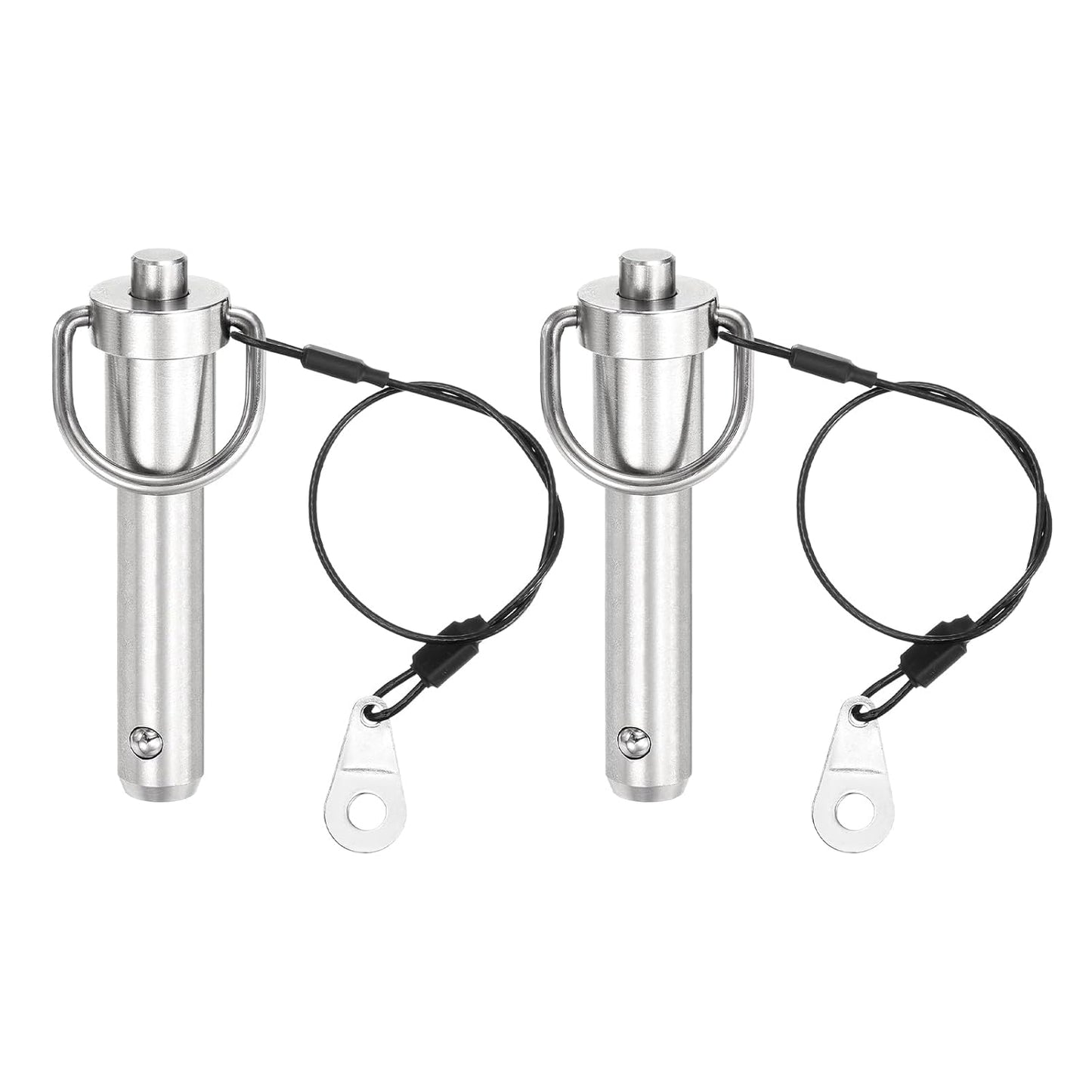 uxcell 2 Pcs Quick Release Pin, 1/2" x 1.5"(Dia. x L) Push-Button Ball Locking Pin 304 Stainless Steel Ring Handle Locking Pin with Wire for Audio Bimini Top Marine, Silver