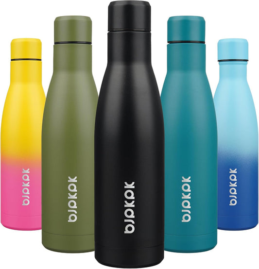 BJPKPK 17oz Insulated Water Bottles Stainless Steel Sports Water Bottles Keep Cold and Hot for Travel Dishwasher Safe,Midnight Black