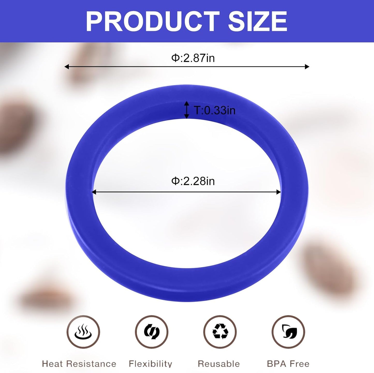 E61 Gasket 8.5mm Silicone Group Gaskets No BPA Fits for Gaggia Espresso Machine Machines Grouphead/Portafilter, Blue (2Pcs)