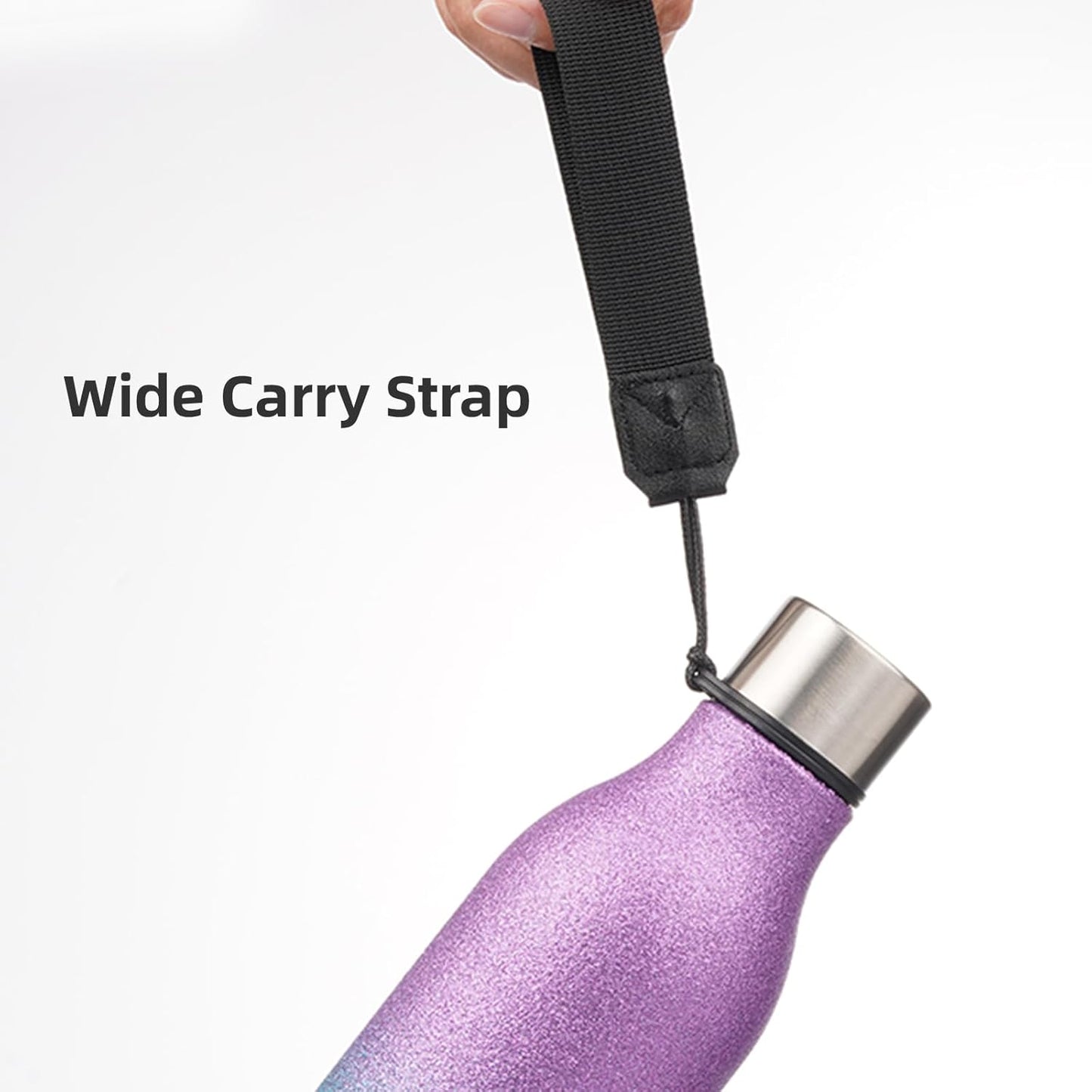 Insulated Water Bottle with Strap,18 oz Double Wall Stainless Steel Vacuum Bottles Metal Water Flask,Sparkling Purple Green