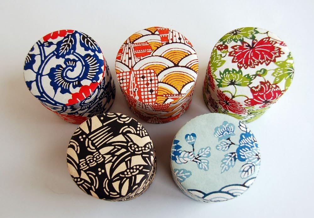 Japanese Pokkan Coffee Spice Tea Tin Canister Washi Paper Storage with Lid 7.05 oz Capacity (Touka)