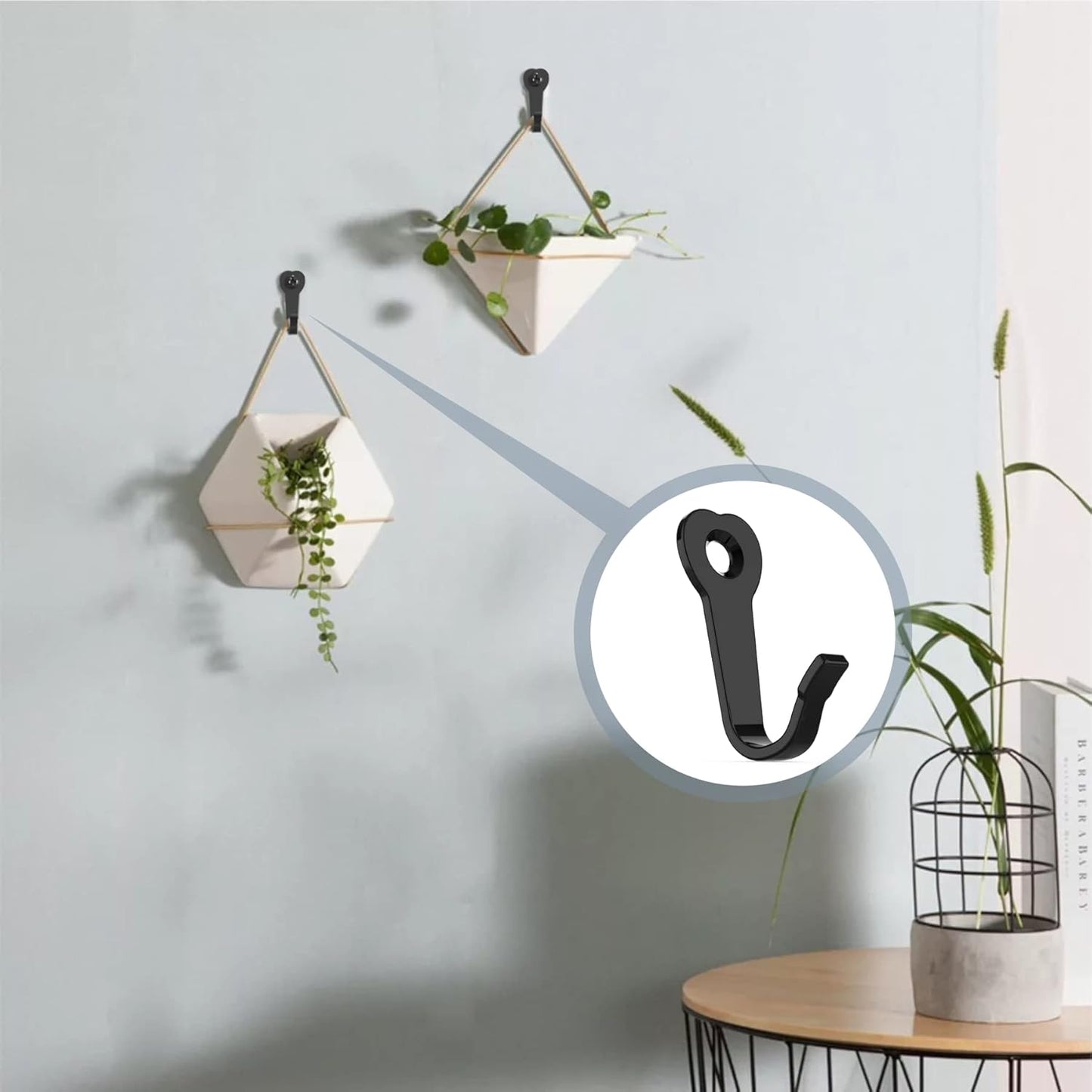 15 Utility Hooks Wall Mounted with 30 Screws - Black Heavy Duty Hooks for Coat, Robe, Bag, Key | Garage Entryway Hanging Organizer, Closet & Bathroom Hardware