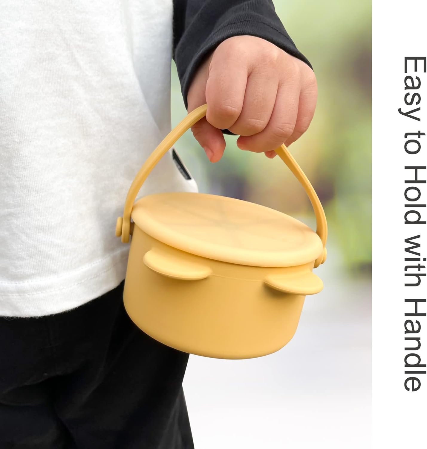 Snack Cups for Toddlers, Silicone Toddler Snack Containers, Baby Treat Catcher with DustProof Lid 2 Pack Dishwasher Safe and BPA Free 9 Oz