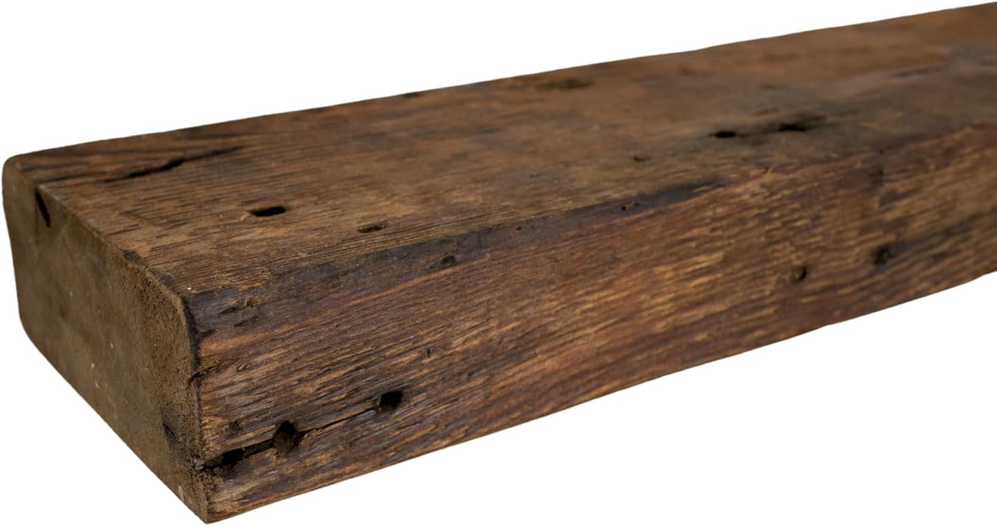 Modern Timber Craft 18 Inch Reclaimed Wood Wall Shelf | Solid Rustic American Barnwood with Floating Shelf Brackets | 2.75" Thickness | 18" L x 8" D, Rustic Original - Oiled