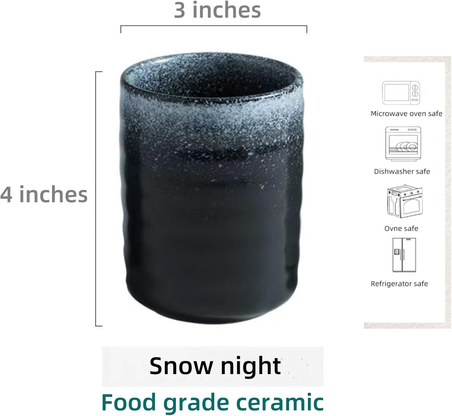 Stoneware Coffee Bar Utensil Holder Tea & Coffee Spoon & Stirrer Holder for Stir Stick Straw Teaspoon Holder Spoon Cup Small Utensil Jar (Snow night)