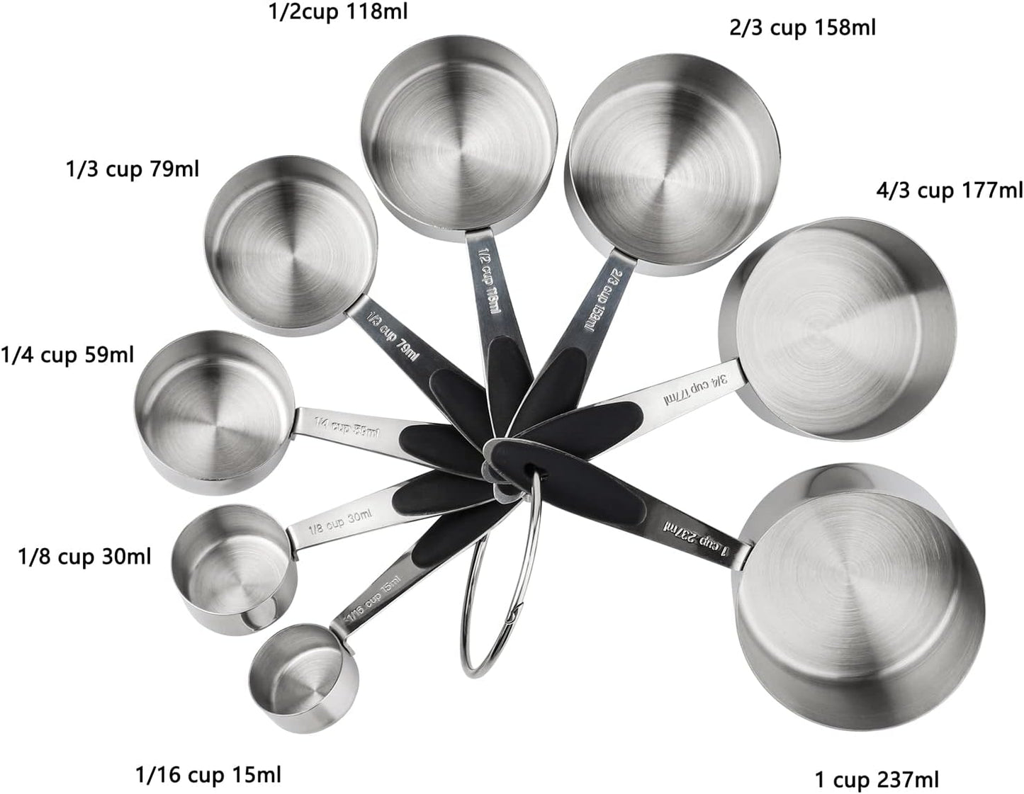 Measuring Cups Set of 8 Stainless Steel Measuring Cups for Dry and Liquid Ingredients