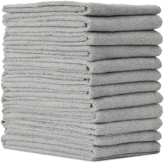 VIKING Microfiber Towel 12 Pack, Utility Car Drying Towels, Premium, Super Absorbent, Grey, 24 Inch x 24 Inch