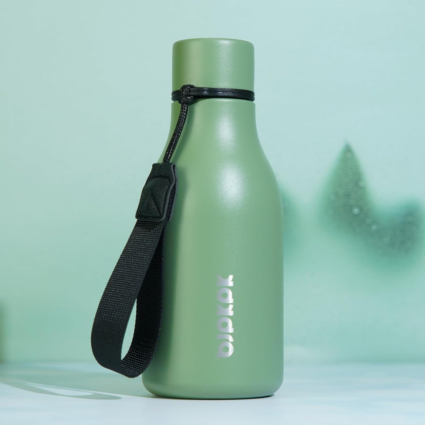 BJPKPK Insulated Water Bottles, 12oz Stainless Steel Metal Water Bottle with Strap, BPA Free Leak Proof Thermos, Mugs, Flasks, Reusable Water Bottle for Sports & Travel, Forest Green