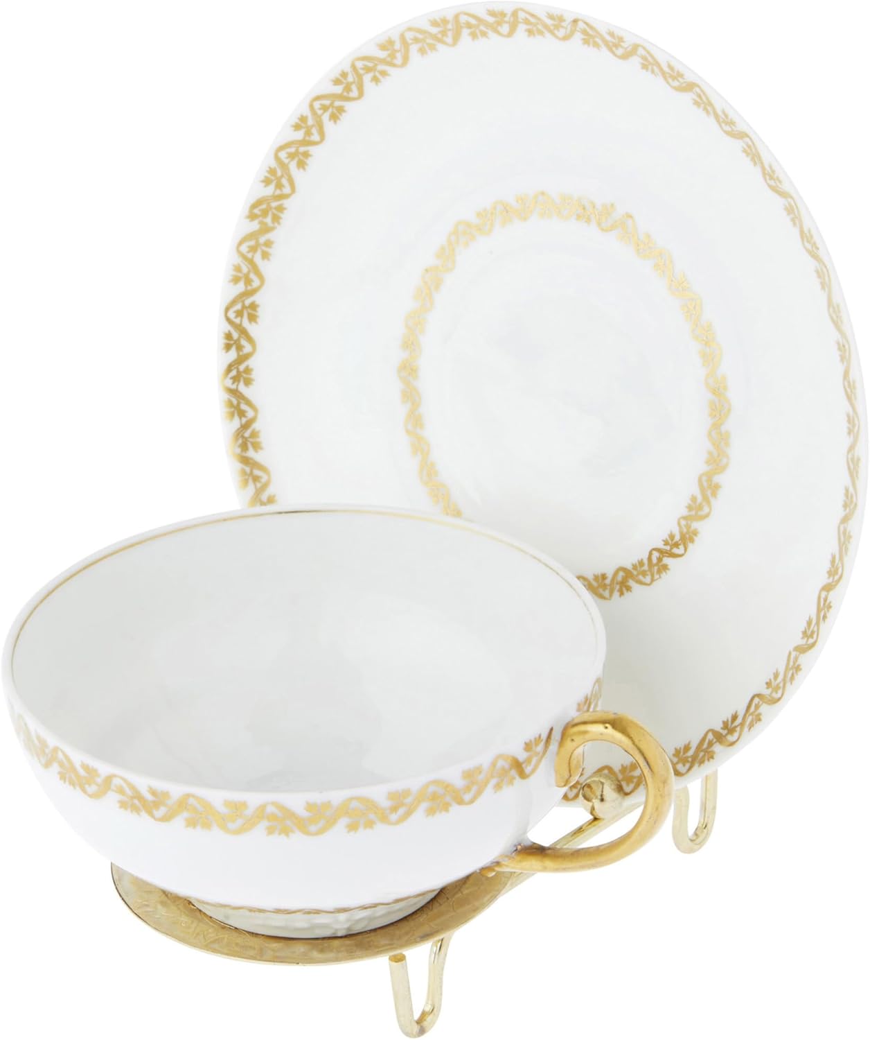 Bard's Ornate Shiny Gold-toned Cup and Saucer Stand, 3" H x 2.75" W x 4" D, Pack of 6