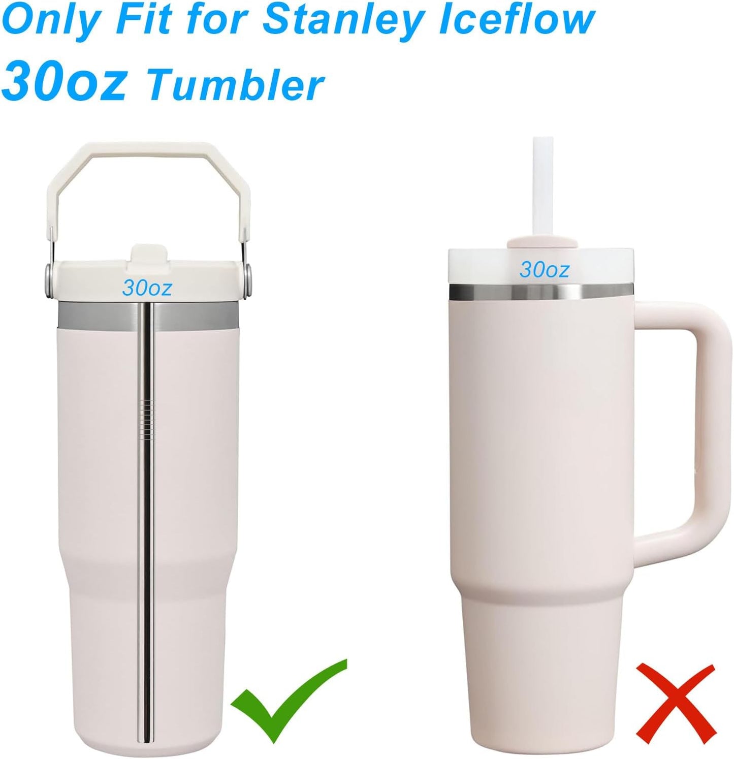 Metal Straws Reusable for Stanley Iceflow Flip 30oz Tumbler,6 Pack Replacement Stainless Steel Straws with 2PCS Straw Cleaner Brush for Stanley Accessories (Stainless Steel, for Stanley Iceflow 30oz)